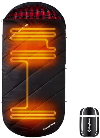 KingCamp Heating Sleeping Bag with 3-Second Rapid Heating Pure Cotton Flannel Sleeping Bag for Adults Suitable for Winter Camping, Backpacking, and Hiking - Extra Large 220x100cm