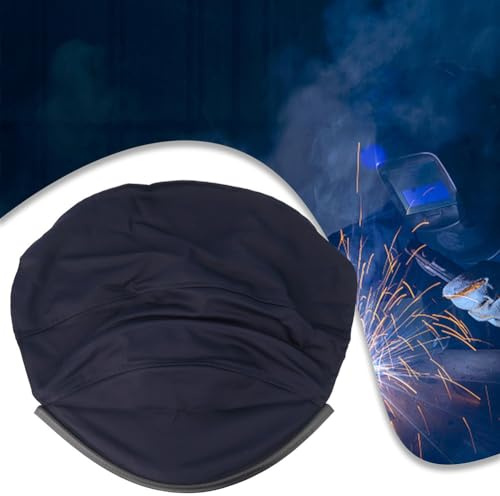 RichVibe Casco de soldadura de cubierta extendida, protector de cabeza trasero de cuero y tela, 46 x 43,5 cm, ignífugo, para protección contra chispas, con montaje de abrazadera a presión