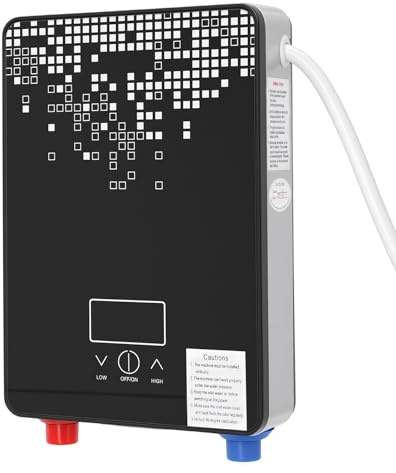 Scaldacqua istantaneo, 6500 W, mini scaldacqua da parete, scaldacqua elettrico senza serbatoio, display LED temperatura, acciaio inox vetro temperato, acqua calda istantanea stabile, cucina bagno