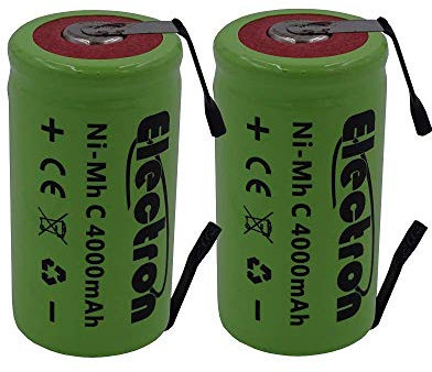 2x Batteria ricaricabile Ni-Mh C 1/2 mezza torcia 1,2V 4000mAh con lamelle linguette terminali a saldare per pacco pacchi batteria