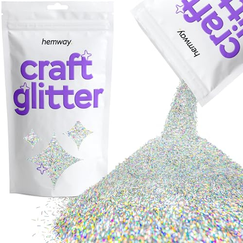 Hemway Craft Glitter Silver Holographic Fibre Strands 100g Shaped Glitter | for Crafts, Resin, Cosmetic, Nail, Face, Body, Festival, Tumblers, Art, Candle, Crafting