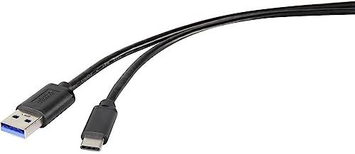 Renkforce USB-Kabel USB 3.2 Gen1 (USB 3.0) USB-A Stecker, USB-C® Stecker, 1,80 m, Schwarz RF-4535906