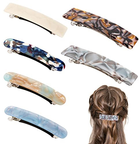 6 Stücke Haarspange Damen, Französische Haarclips Für Damen Retro Acryl Haarclip 2xGroß 4xMittelgroß Rechteck Haarspange Haarschmuck für Dünnes Dickes Haar