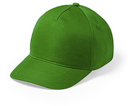 Gorra de niño de 5 Paneles en Material 100% Microfibra/poliéster de Suave Acabado y Cierre Ajustable de Velcro. con Orificios de ventilación Bordados y en variada Gama de Vivos Colores. (Verde)