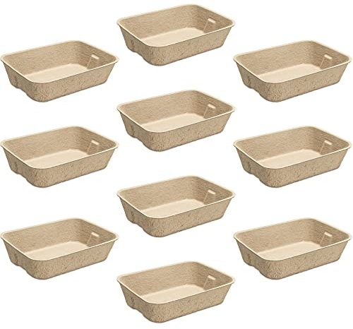 Navaris Set 10x Cassette Lettiera Gatto - Lettiera per Gatti USA e Getta da Viaggio - Cassette per Gatti Grandi in Cartone Biodegradabile - 40,5x30cm