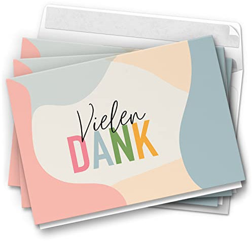 10 Dankeskarten mit Umschlag - Motiv Bunt ist die Welt - moderne Klappkarten Danksagungen, Danke sagen, bedanken, Dankeschön Karten