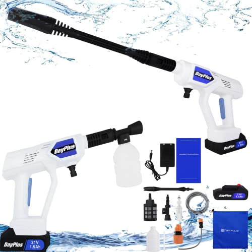Banas Idropulitrice portatile leggera multiuso con ugelli regolabili 4 in 1, idropulitrice a batteria senza fili, kit idropulitrice elettrica 21V 1.5Ah per donne (1 Batteria)
