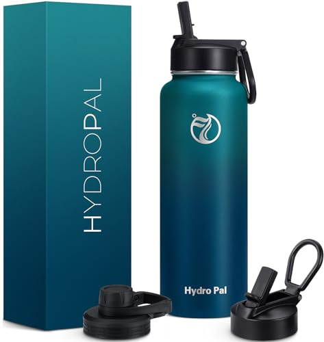 HydroPal Vacuum Insulated Stainless Steel Water Bottle, 1.9L/1.2L/1L/750ml/500ml- 2 Lids (Straw Lid and Spout Lid), 2 Straws Water Bottle for 12 Hours Hot & 24 Hours Cold, Great for Work, Travel