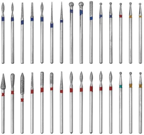 Bestgle 30 Pezzi Nail Drill Bits Set, Punte per Trapano per Lime per Manicure Punta da Trapano per Fresa Manicure Elettrica Professionale Accessori