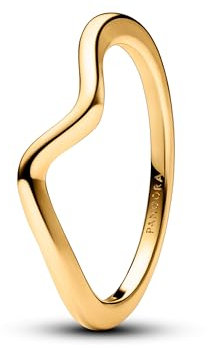 PANDORA Timeless Polierte Welle Ring mit vergoldeter Metalllegierung, Größe 58, 163095C00-58