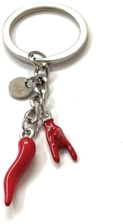 MODA MavillA Porte-clés Cornes et corne rouge porte-bonheur idée cadeau coffret cadeau inclus