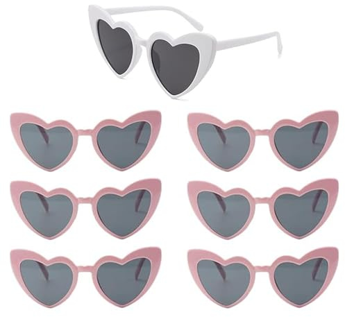 Exsbtay 7 Pièces Lunettes Coeur, Lunette Coeur Vintage, Lunettes de Soleil Coeur, lunettes de soleil femme, Heart Shaped Sunglasses Vintage pour Mariage, Anniversaire, Carnaval, Voyage, Fête