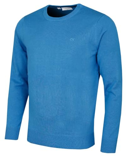 Calvin Klein Hommes Ras du Cou en Coton Pull - Bleu Été - XL
