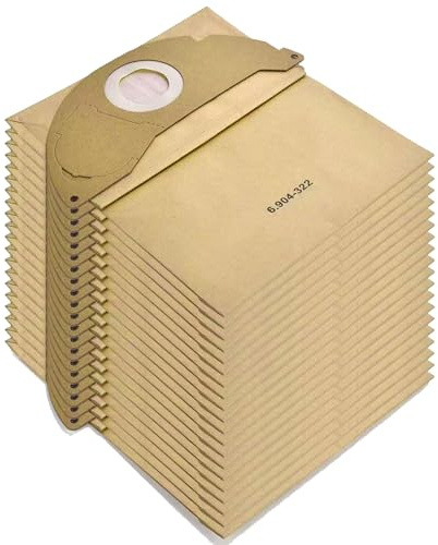 20 Bolsas Aspiradora WD2, Compatible con Kärcher WD2 Premium, MV2, WD 2.200 a WD 2.550, A2004, A2054, A2099, para 6.904-322.0, Bolsa de Filtro de Papel Universal (WD2)