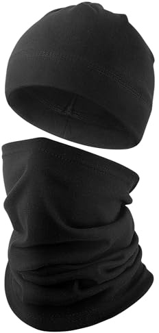 Kiiwah Gorro y Braga Set para Hombre Mujer, Gorro Beanie Invierno Cálida Braga Cuello Unisex para Deportivo Esquí Ciclismo Moto Acampada (Negro)