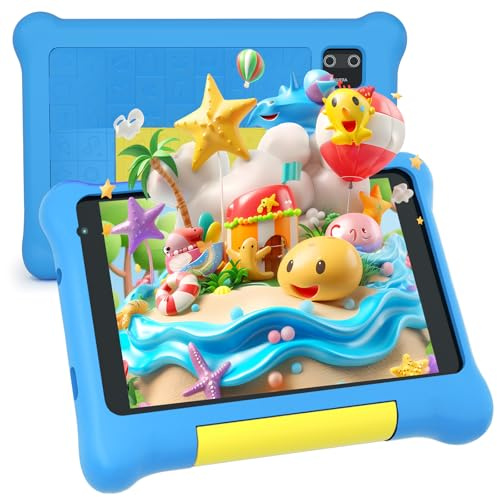 MUISOO Tablette pour Enfants, Tablette de 7 Pouces pour Enfant, 5GB RAM+32GB ROM 128GB Expand, contrôle Parental, Logiciel pour Enfants pré-installé, Double caméra (Bleu)