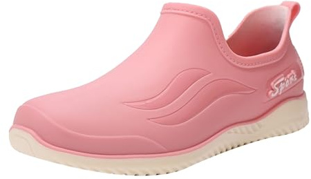 Botaes De Lluvia Mujer Tobillo, Botas Goma Mujer Baja, Botín Minimalista Funky, Botín Anatómico Ergonómico, Zapato Antideslizante Y Durable, Zapato Impermeables Confort, rosa, 38 EU