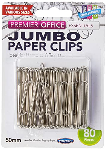 Premier Stationery H2749153 50 mm Jumbo Paper Clips (Pack of 80)