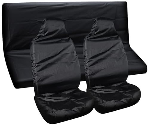AUTO HIGH Waterproof Car Seat Covers Full Set - Nylon Auto Interior Accessories Front & Rear Seat Protector - Universal Seat Cover for Most Car, Van, SUV, Truck - Black