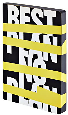 Nuuna Notizbuch A5+ | Graphic L - Best Plan - No Plan | Dotted Journal | 3,5mm Punktraster | 256 nummerierte Seiten | 120g Premium-Papier | Leder schwarz | nachhaltig produziert in Deutschland