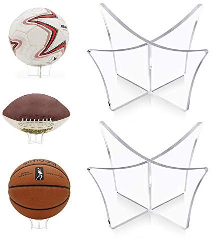 HUYIWEI 2 unidades de soporte de pantalla de fútbol, acrílico, soporte de exhibición, soporte de pelota, soporte de baloncesto transparente, para rugby, voleibol, rugby, rugby, voleibol (transparente)