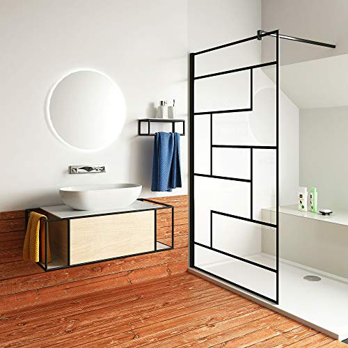 Aica Sanitär 80x200cm Walk in Duschwand 8mm NANO Glas Dusche Duschabtrennung Schwarz