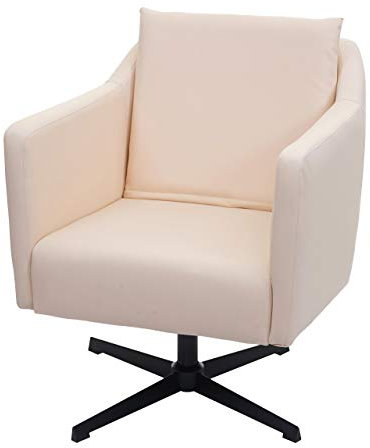Mendler Lounge-Sessel HWC-H93b, Sessel Cocktailsessel Relaxsessel mit Fußkreuz, drehbar - Kunstleder Creme-beige