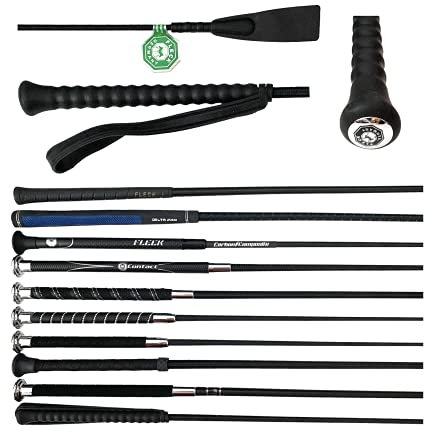 JA Horse Fleck Springpeitsche Springgerte Springstock Reitgerte (60 cm, EcoRubber-Griff schwarz)