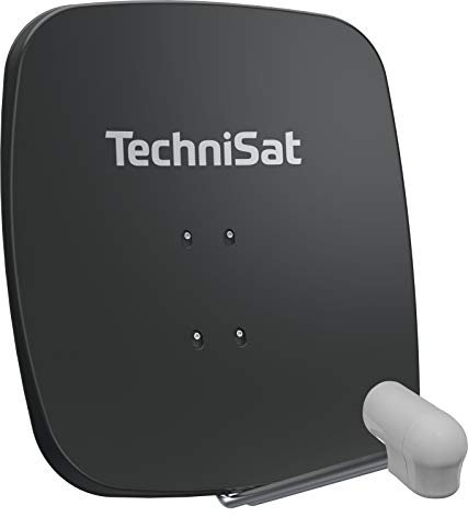 TechniSat SATMAN 65 Plus - Antenne parabolique pour 2 abonnés (Miroir Satellite 65 cm avec Support de mât et UNYSAT-Twin-LNB dans Un boîtier de Protection Contre Les intempéries) Gris