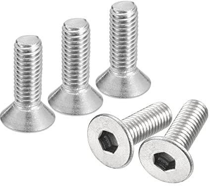 QUARKZMAN #10-32x5/8 Plana Avellanada Hueca Cabeza Tornillos, 50uds 304 Inoxidable Acero Hexagonal Zócalo Plana Cabeza Tornillos, Completa Rosca, Avellanados Pernos