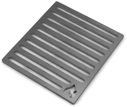 Ugnsgaller 19,7x22cm av massivt stål - ingen gjutning, därför ingen risk för brott.
