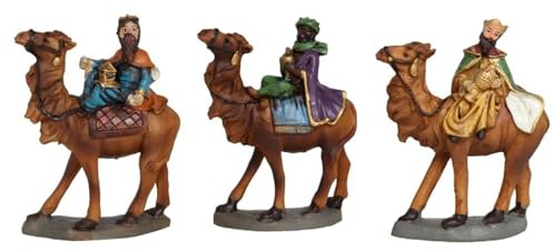 AC - Set de 3 Reyes Magos de Resina para belén navideño, Figuras Decorativas Nacimiento, Pesebre, Navidad, decoración Tradicional, 8 x 10 cm.