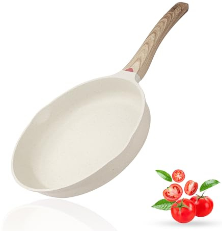 Vinchef Nonstick Frying Pan Anti Scratch,11 Inch Skillet Cast Aluminum Cookware, Induction Compatible White