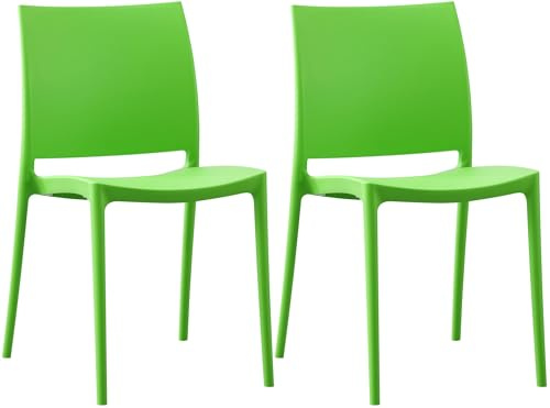 CLP Lot de 2 chaises de Jardin Meton empilables et resistantes aux intemperies, accoudoirs, Plastique Resistant aux UV, Charge Max 150 kg Couleur:Vert
