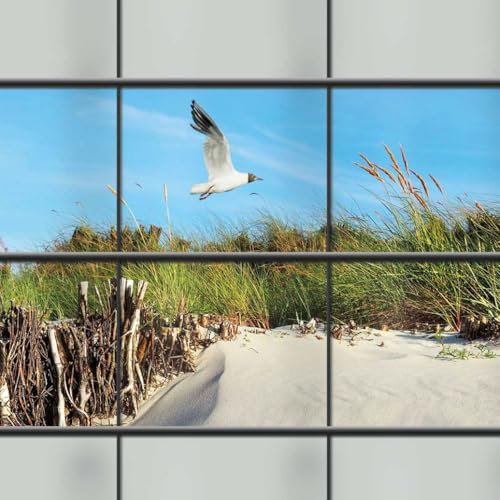 M-tec Sichtschutzstreifen bedruckt | Motiv Düne1er Pack für Doppelstabmattenzaun | Küstenmotiv Zaunstreifen | Zaunblende