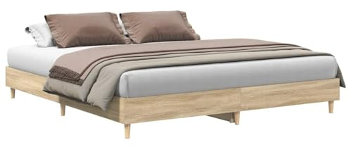 vidaXL Estructura de Cama Madera de ingeniería Roble Sonoma 160x200 cm, Muebles de Dormitorio, Base de Cama, Cama Doble, Cama, armazón de Cama