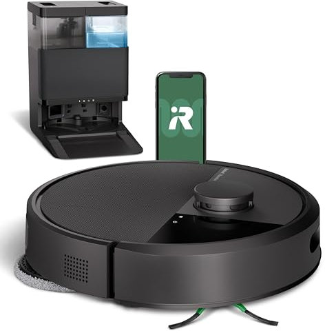 iRobot Roomba Plus 405 Combo Robot + AutoWash - Base Multifonction - Lavage et séchage des lingettes - LiDAR Clearview - 75 Jours d'autovidage - Double Lavage avec SmartScrub - Noir