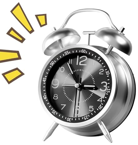 Reloj despertador analógico para dormitorio – Reloj despertador analógico para grandes durmientes – Doble campana recargable con retroiluminación para