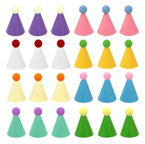 VelvetGlow Mini-Partyhüte für Stofftierfiguren, winzige Fingerhüte für kleine Spielzeuge, Dinosaurier-Tortenaufleger