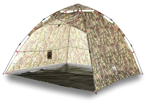Generic Fisketält 4 Personer, Hopfällbart Campingtält, Snabbställbart Tält, Automatiskt Kupoltält för Camping, Utomhusvandring, Kamouflagemönster, Snabbkoppling (Kamouflage)