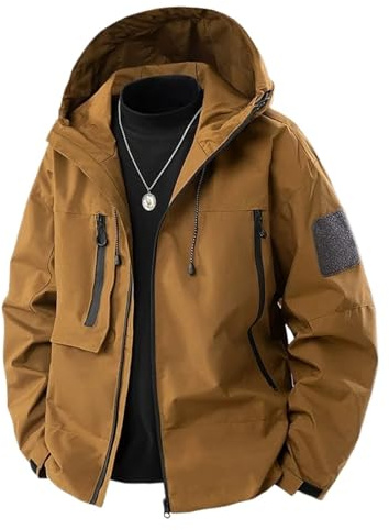 UBOHUZ Män vandringsjackor med huva utomhus motorcykel vindtäta kläder vardagliga rockar vindjacka höst för utomhus, Färg 5, XL