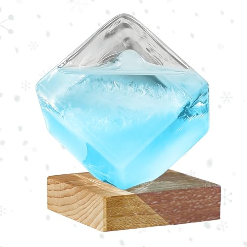 Pruojhw de Tormenta Pronosticador del Tiempo - Pronosticador en Forma de Cubo - Predictor Meteorológico Decorativo De Vidrio Con Base,para la Decoración de Hogar, Escritorio, Interior, Dormitorio y