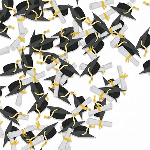 Dermalyx 200 Piezas Confeti para Graduación, Decoración De Mesa con Birrete Y Diploma, Adorno Esparcido para Fiesta De Clausura, Decoración De Felicitación para Celebraci
