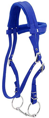 tooloflife Briglia per Cavalli equestri con redini Red Horse Halter Harness Regolabile Testiere per Cavalli morso per Cavalli con Morbido Cuscino (Grande, Blu)