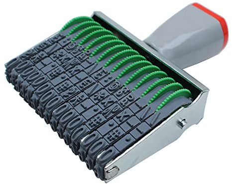 LINSHI 15 Digit Custom Business Rubber Number Stamp with Adjustable Rolling Wheel, Multi-Functional Symbol Office Personalized Logo Stamp