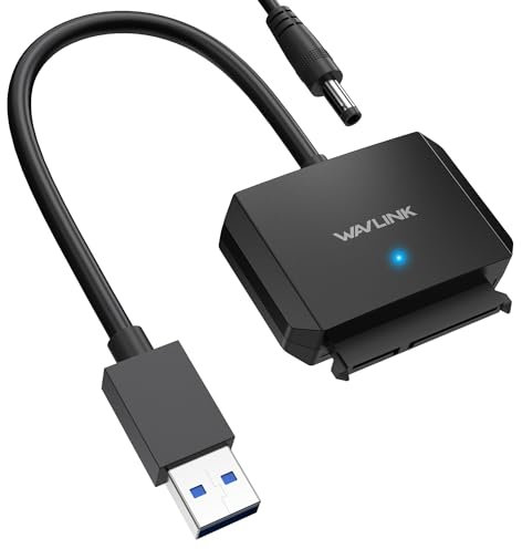 WAVLINK USB 3.0 auf SATA III Festplatten Adapterkabel, Externer Festplattenanschluss für 2.5”/3.5” HDD/SSD, SATA zu USB A 5Gbps Konverter, Inklusive Netzadapter