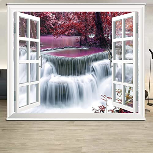 LJHU Rollos für Fenster Ohne Bohren Wunderland Gemusterte Rollos mit Wasserfall, wasserdichte Vorhänge für Schlafzimmer/Bad/Wohnzimmer/Balkon, (Size : 90cmx240cm/35.4inx94.5in)
