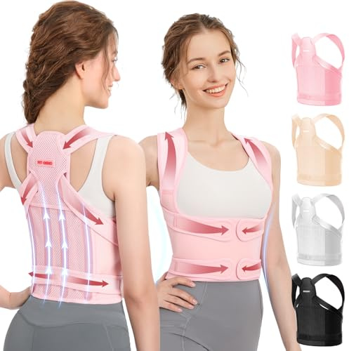Fit Geno Back Brace Posture Corrector for Women and Men, Shoulder Straightener, Adjustable Full Back Support, Upper and Lower Back Pain Relief - Scoliosis, Hunchback, Hump, Thoracic, Spine Corrector