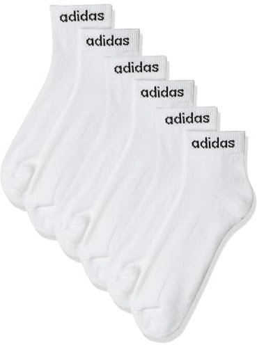 adidas Mixte Linear Ankle Cushioned Socks 3 Pairs, White/Black, 40-42