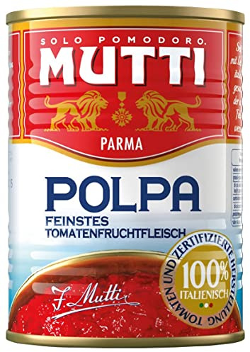 48x Mutti polpa di Pomodoro Tomatenpulpe Tomaten sauce 100% Italienisch 400g dose + Italian gourmet Polpa
